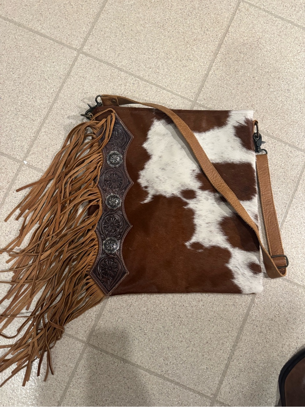 Myra Bag Fringe Cowhide Tote Bag - Picture 2 of 5